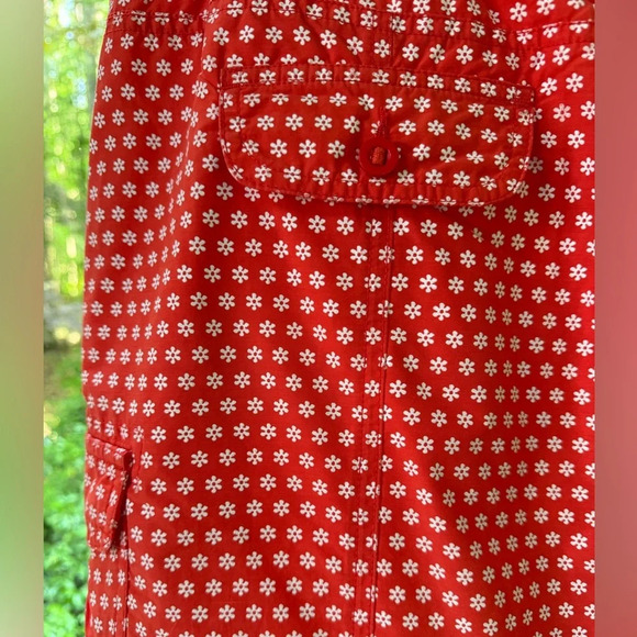 Lands End 12 Dark Orange & White floral Skorts. Front slant pockets, hip pocket - Picture 7 of 13